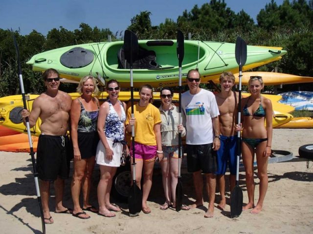 family kayakers