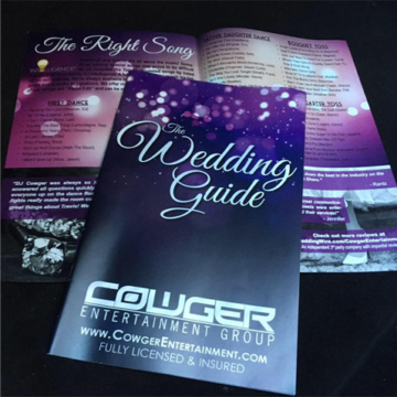 Wedding guide brochure from COWGER Entertainment Group