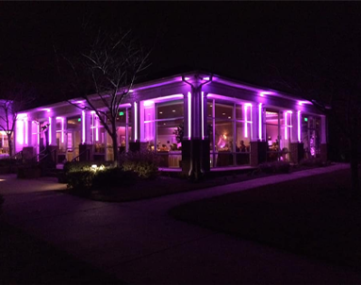 atmospheric mood accent lighting on building exterior