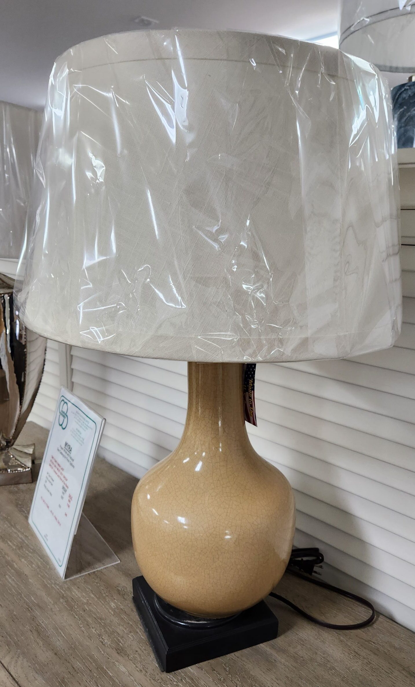 a lamp on a table in a store