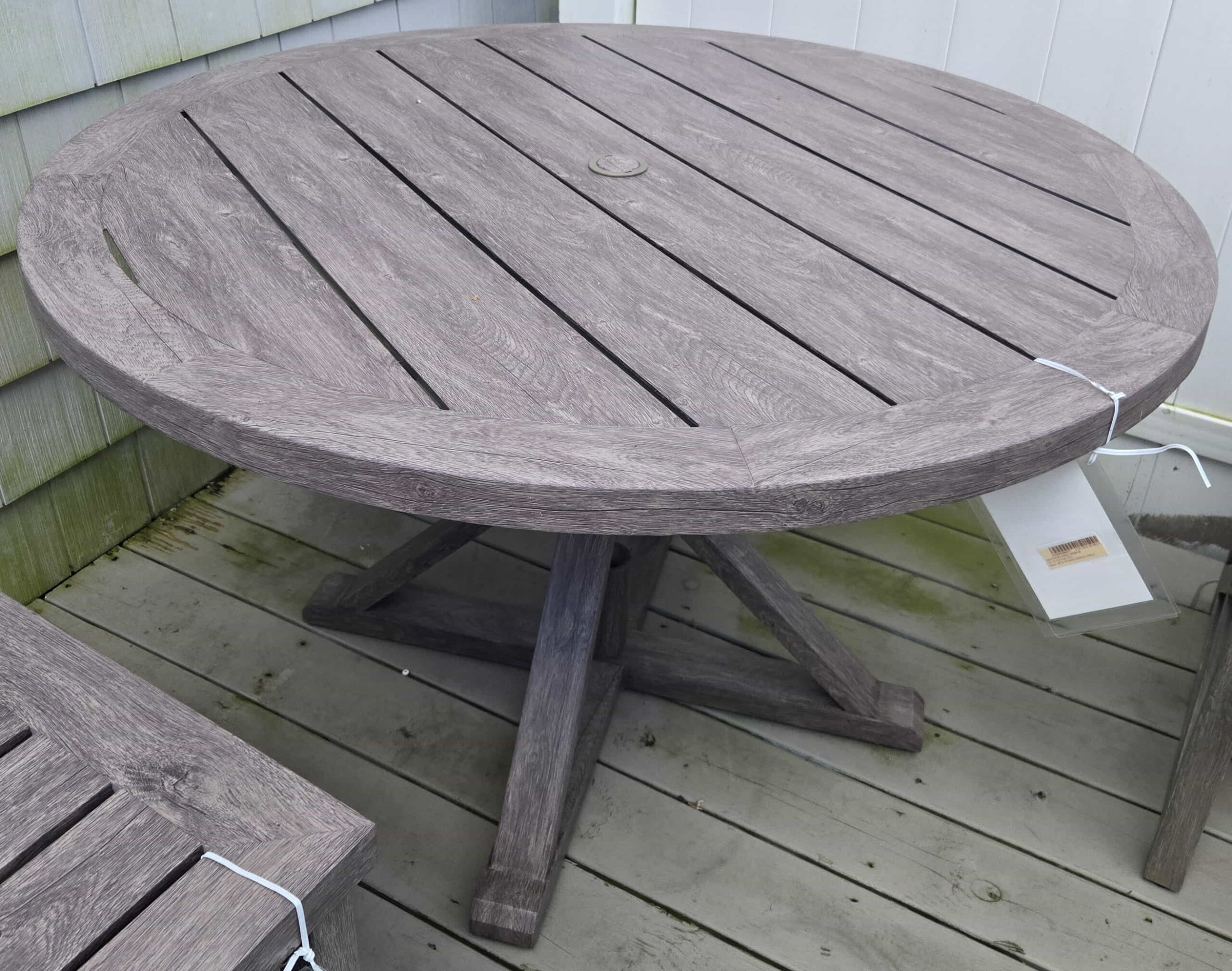 a wooden table sitting on top of a wooden floor