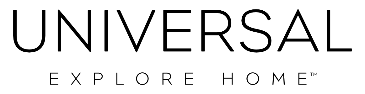 a black and white logo with the words universal explore home