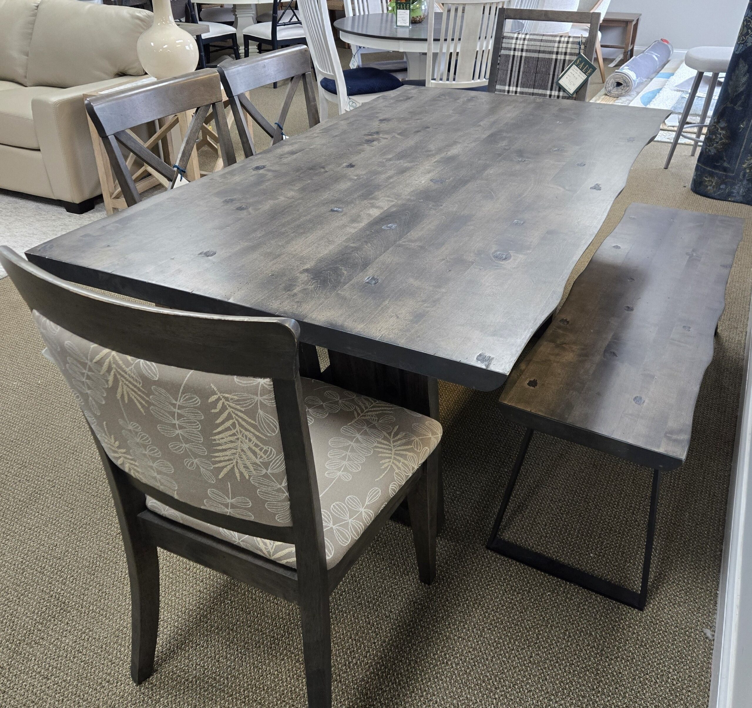 a table and chairs in a room