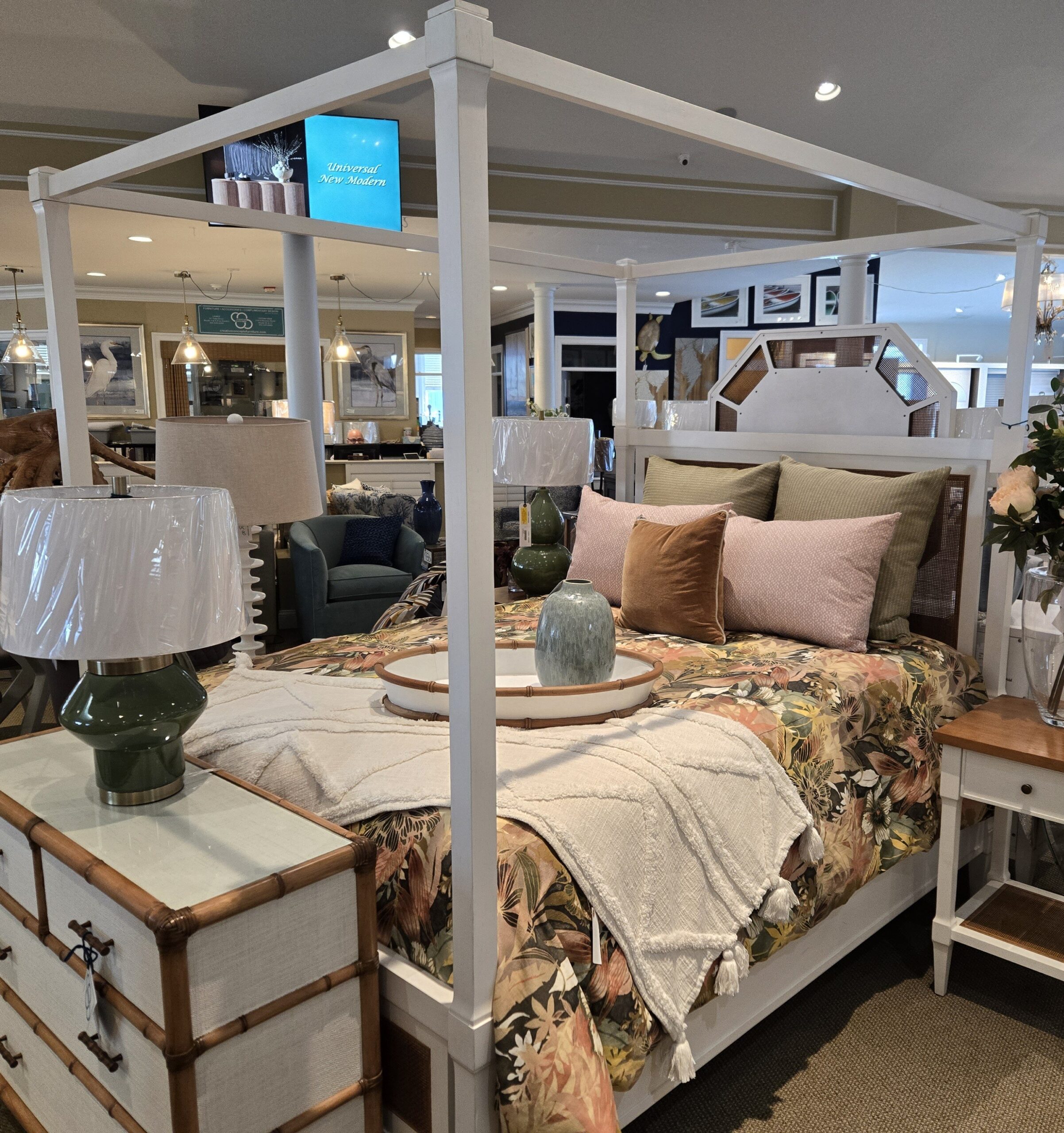 a bed with a canopy in a store