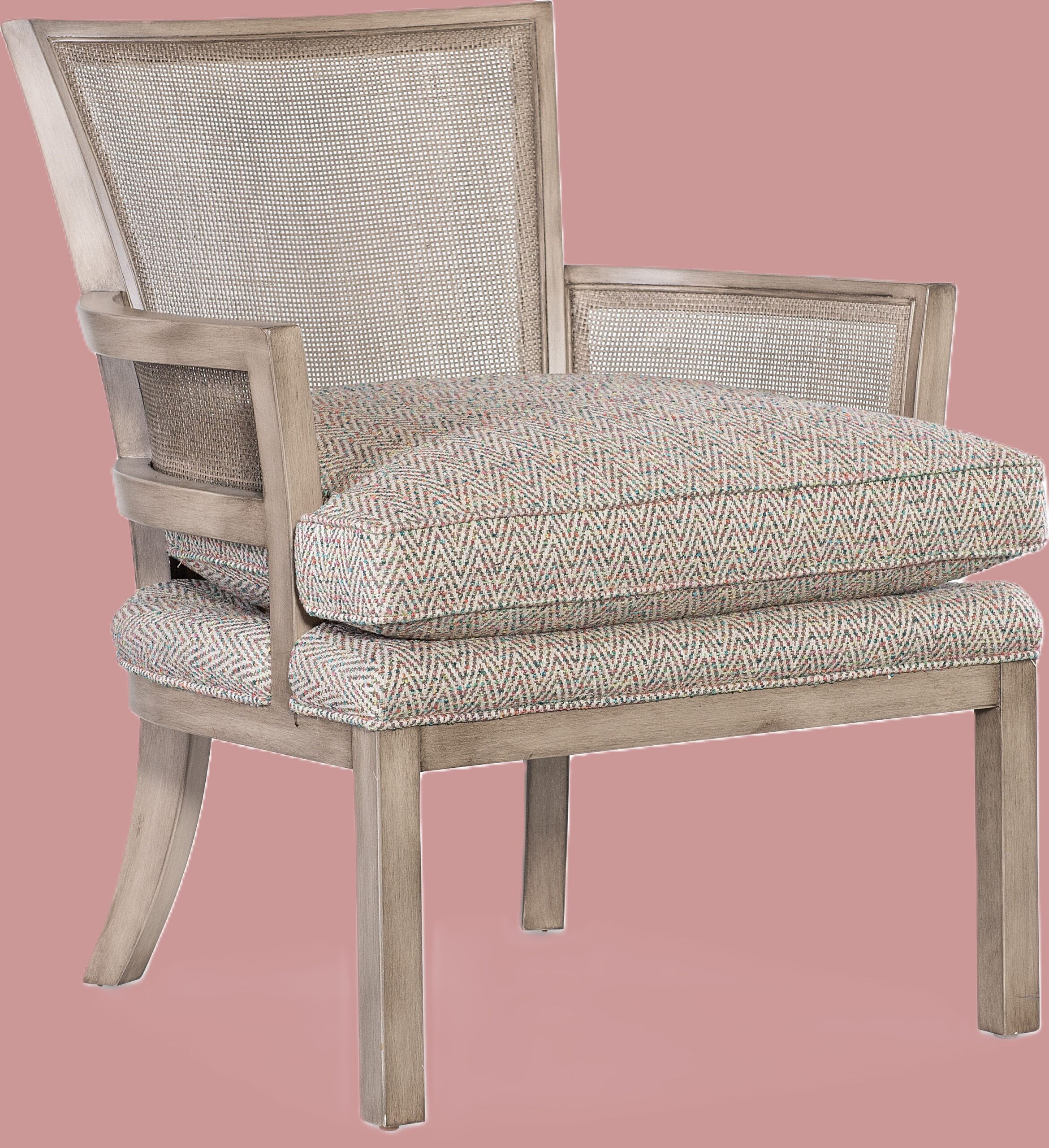 a white chair with a pink background