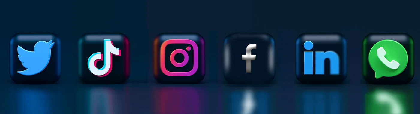a group of different colored social media icons