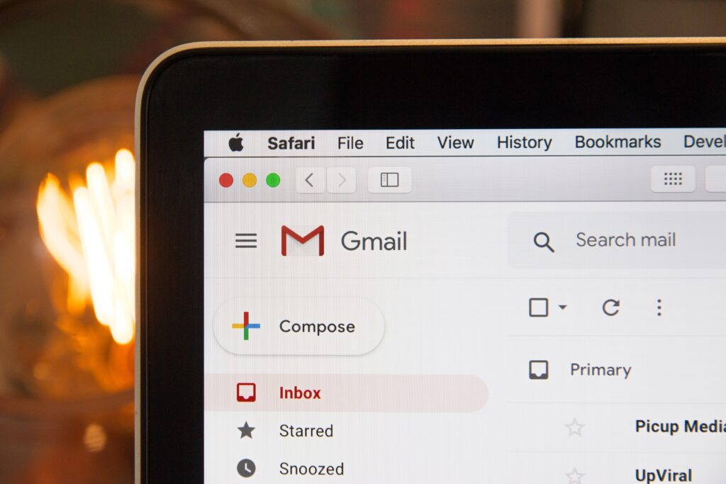 Gmail site displayed on laptop