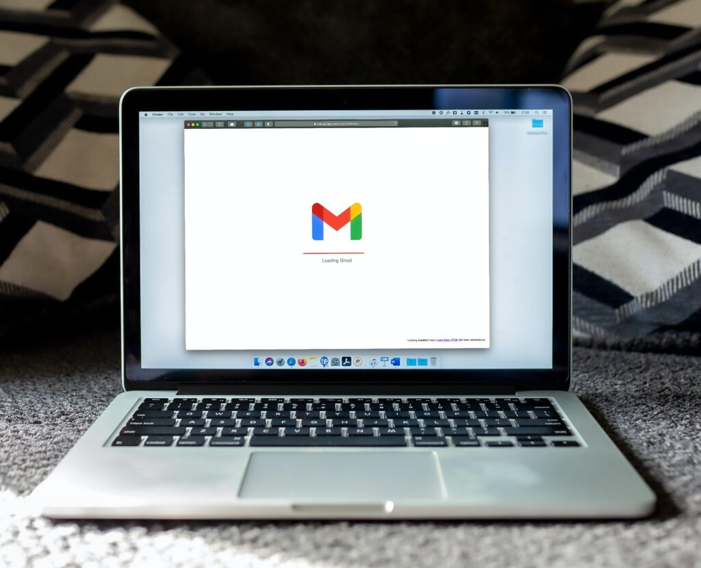 Gmail displayed on laptop