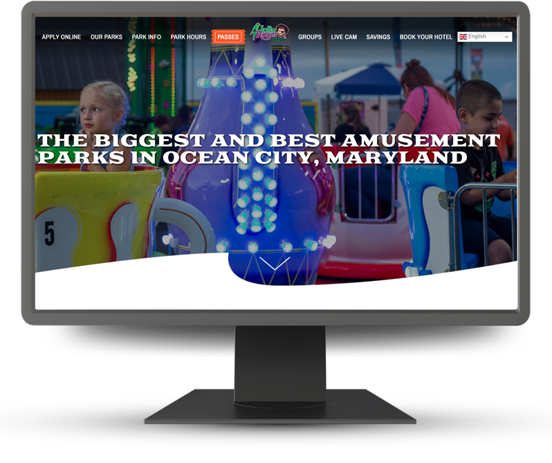 Monitor displaying home page for Jolly Rodgers