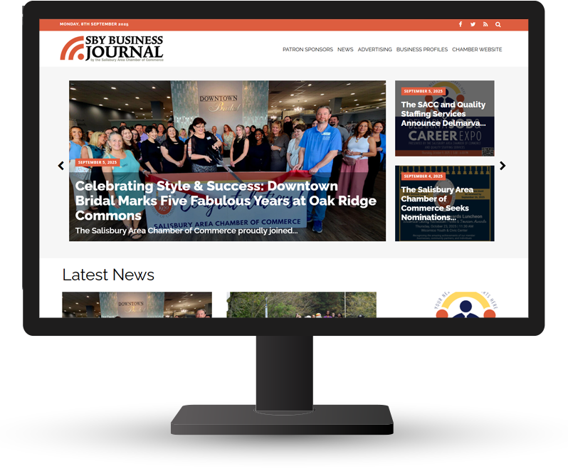 Monitor displaying home page for SBJ