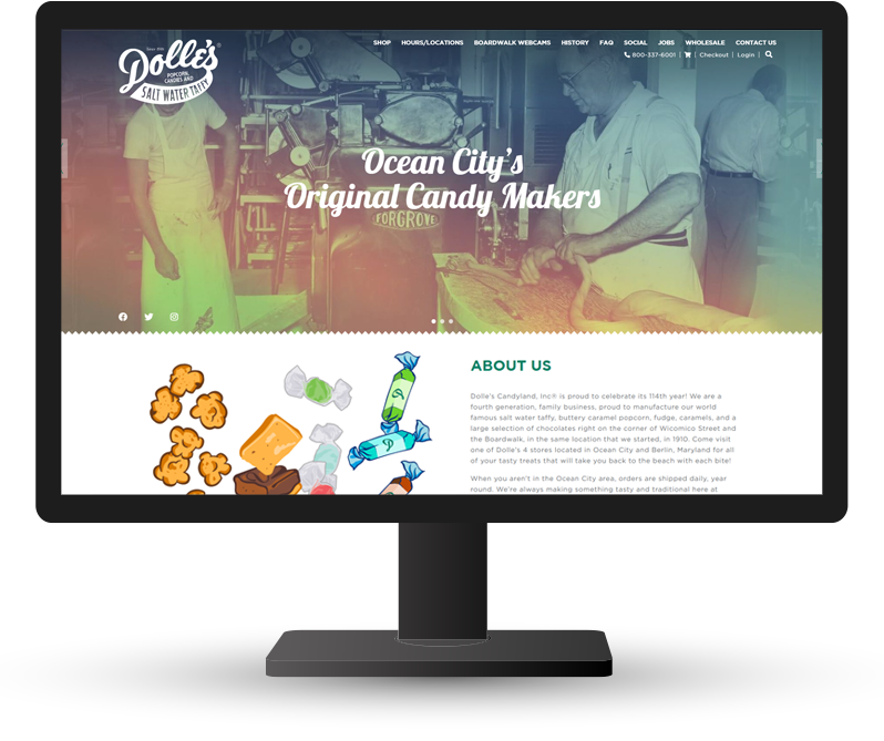 Monitor displaying Dolle's website