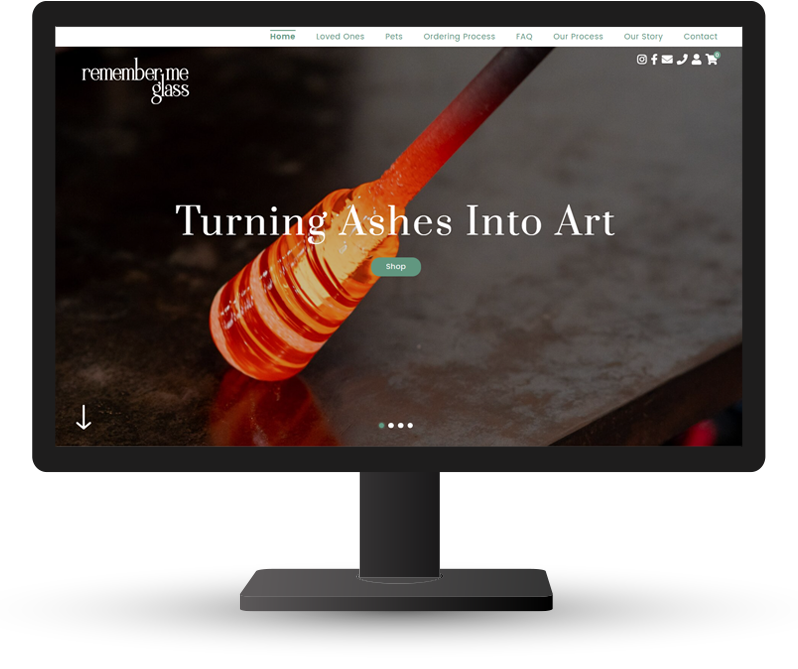 Monitor displaying website for Remember Me Glass