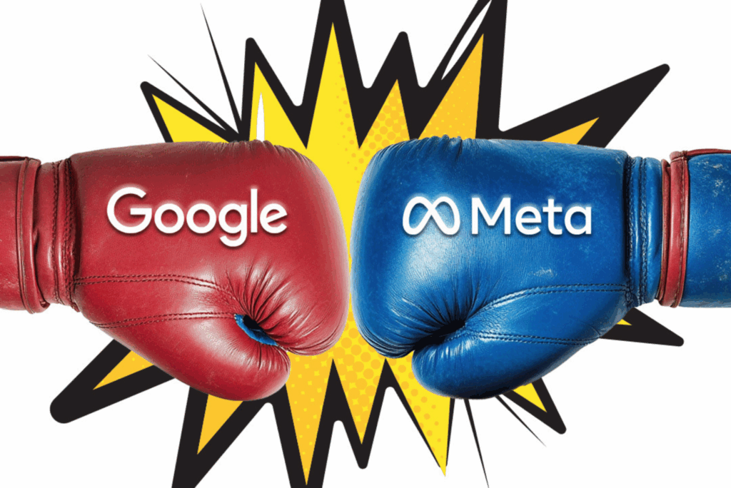 two boxing gloves, Google Ads vs. Meta Ads