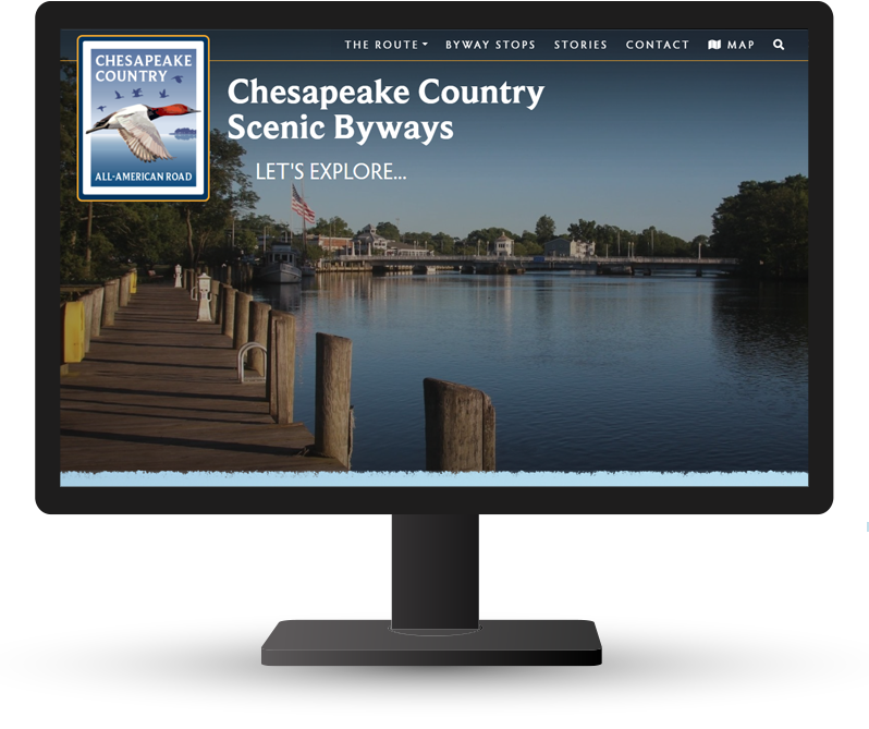 Monitor showing Chesapeake Country Byway home page