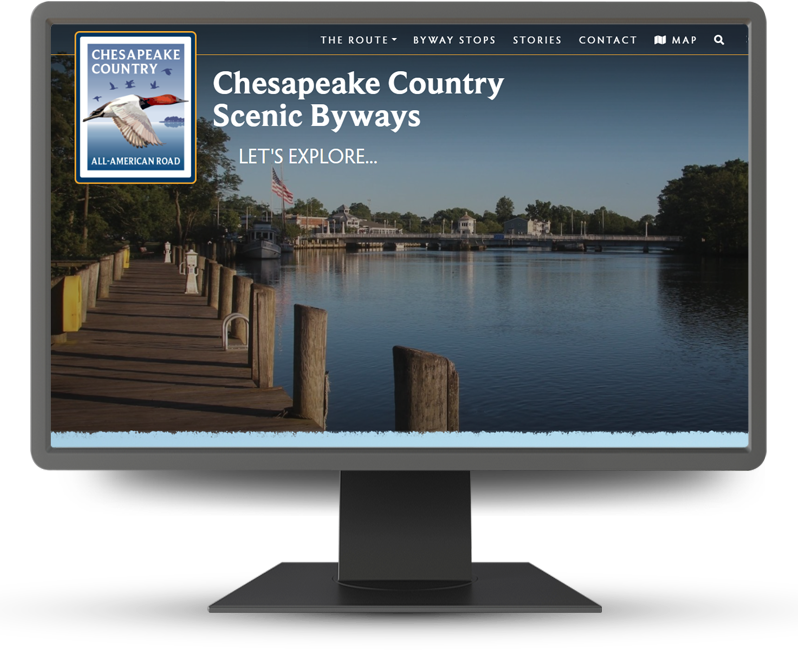 Monitor showing Chesapeake Country Byway home page