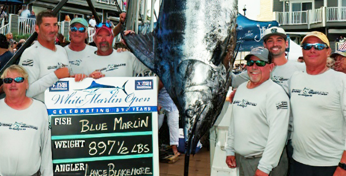 Fishermen posing with white marlin at White Marlin Open