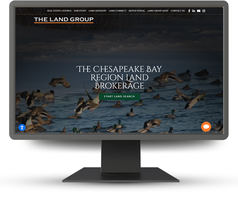 Monitor displaying home page of the land group
