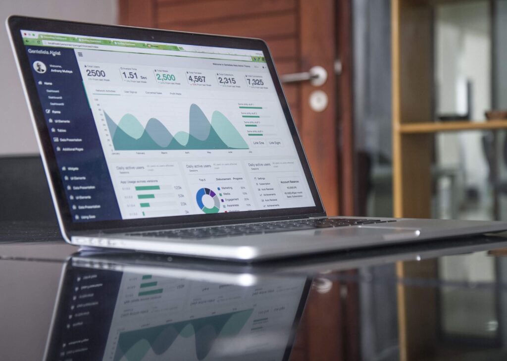 Laptop displaying metrics