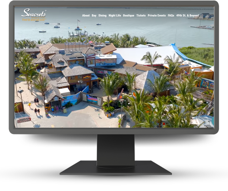 Monitor showing Seacrets Jamaica USA home page