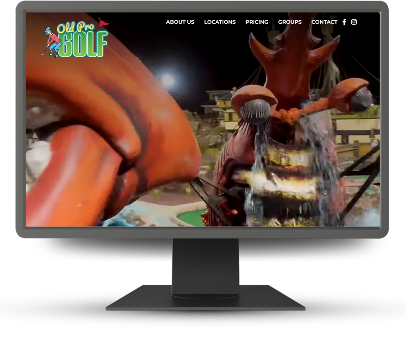 Monitor showing Old Pro Golf homepage