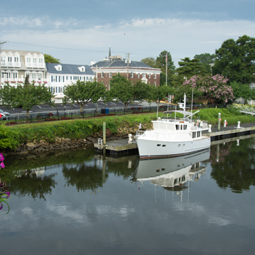 a large white boat in a body of water