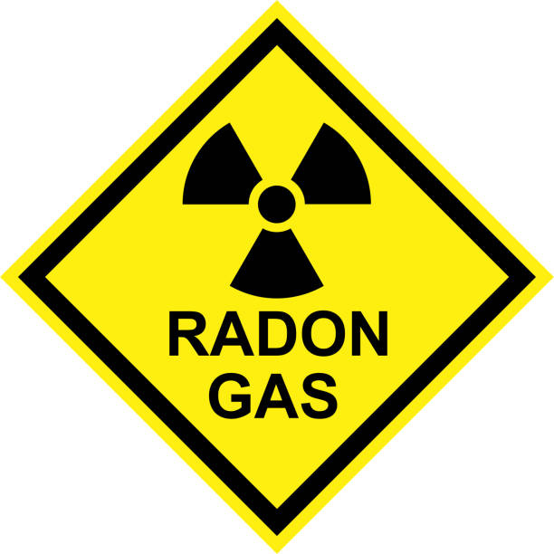 a yellow and black sign that says radon gas