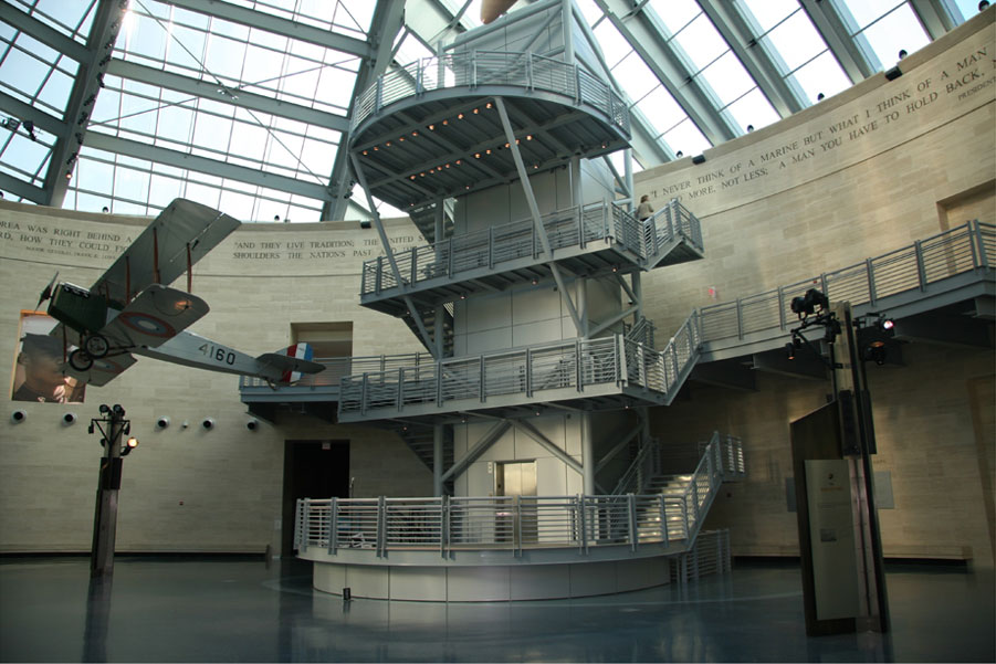 the inside of a building with a glass ceiling