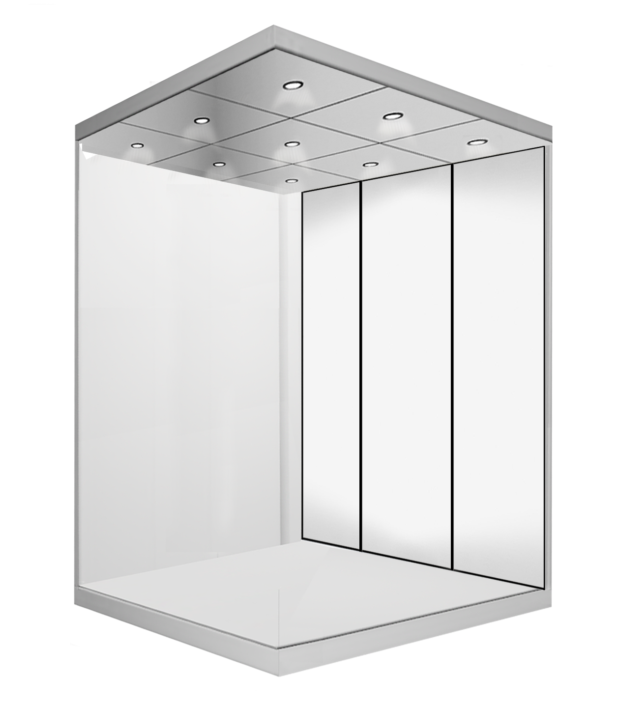 a white box with a mirror on the top of it