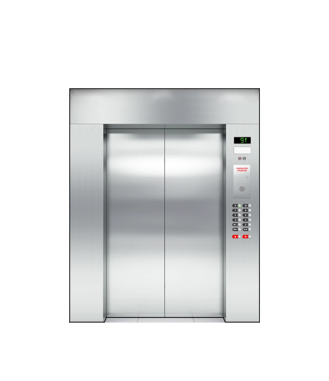 a stainless steel and glass elevator