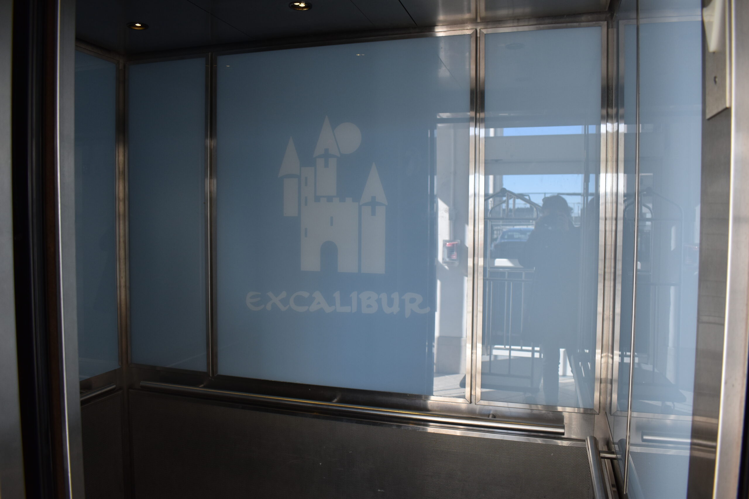 a window with a castle drawn on it