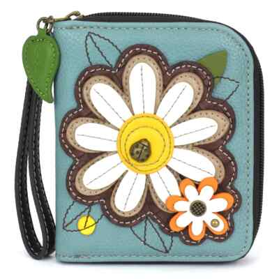 Zip-Around Wallet - Daisy - blue