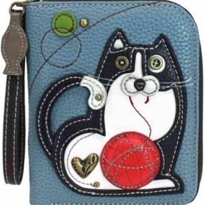 Zip-Around Wallet - Fat Cat - blue gray