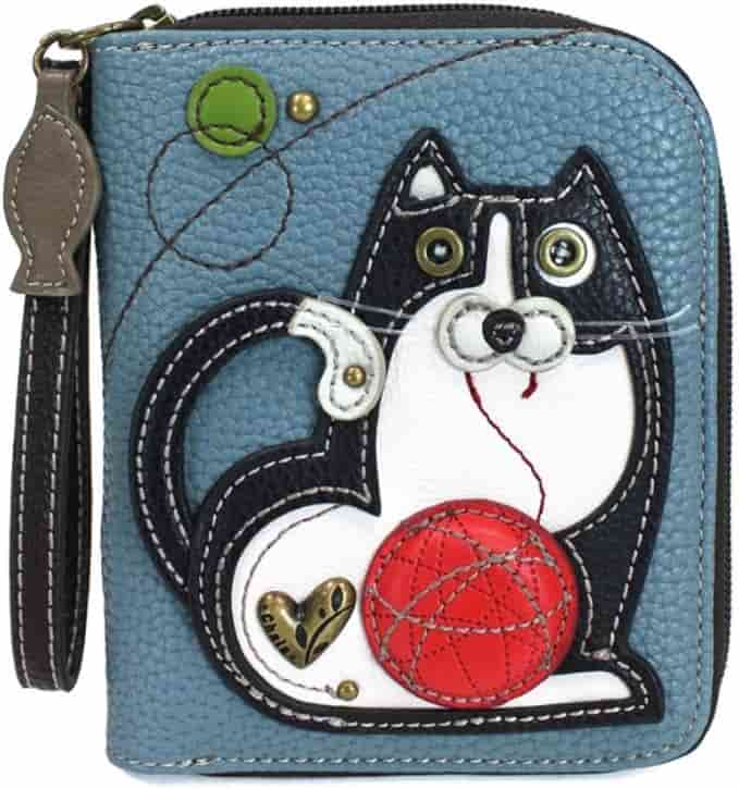 Zip-Around Wallet - Fat Cat - blue gray