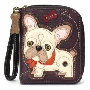 Zip-Around Wallet - French Bulldog - plum