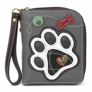 Zip-Around Wallet - Paw Print - b&w - gray