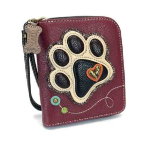 Zip-Around Wallet - Paw Print - ivory - maroon