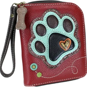 Zip-Around Wallet - Paw Print - teal