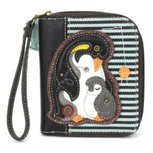 Zip-Around Wallet - Penguin - blue stripe