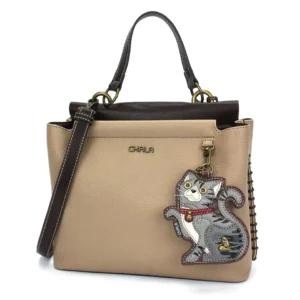 Charming Satchel - Tabby Cat - gray - taupe