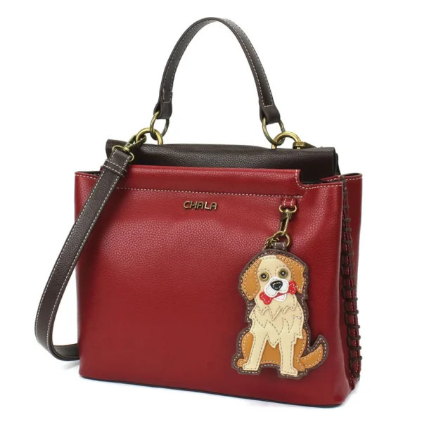 Charming Satchel - Golden Retriever - burgundy