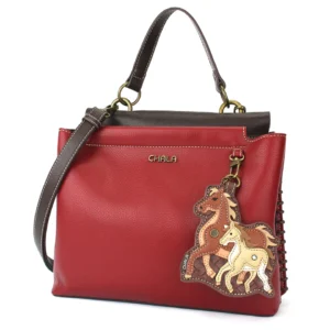 Charming Satchel - Horse Family - burgundy