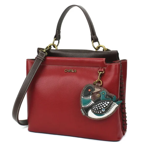 Charming Satchel - Loon Bird - burgundy