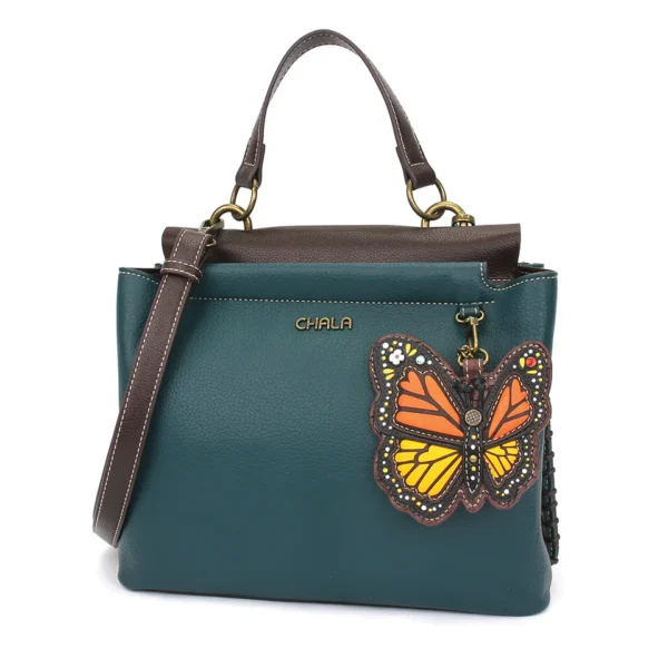 Charming Satchel - Monarch Butterfly - turquoise