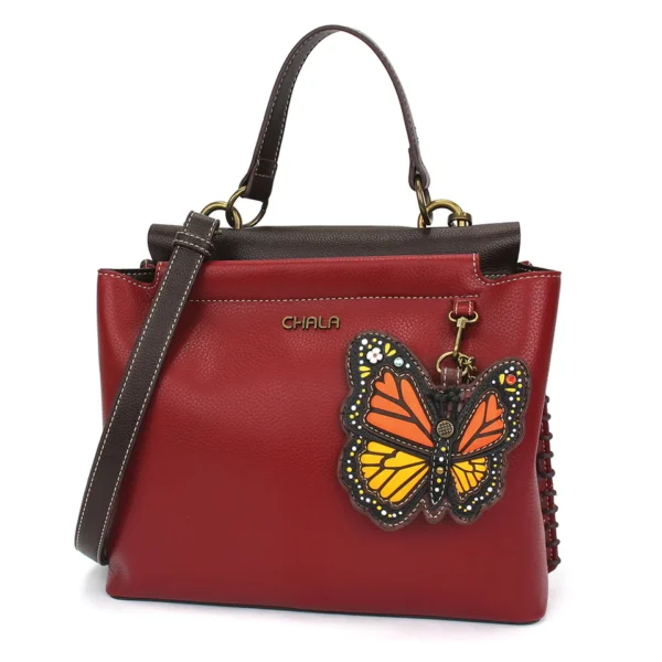 Charming Satchel - Monarch Butterfly - burgundy