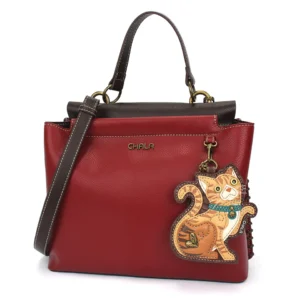 Charming Satchel - Tabby Cat - orange - burgundy