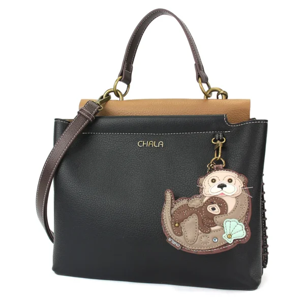 Charming Satchel - Otters - black