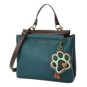Charming Satchel - Paw Print - teal - turquoise