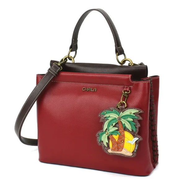 Charming Satchel - Palm Tree - burgundy