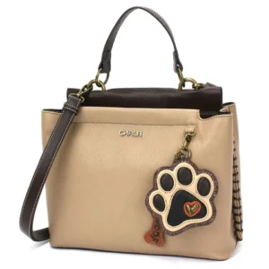 Charming Satchel - Paw Print - ivory - taupe