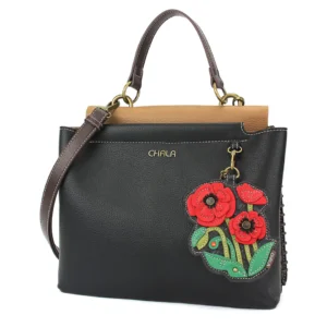 Charming Satchel - Red Poppy - black